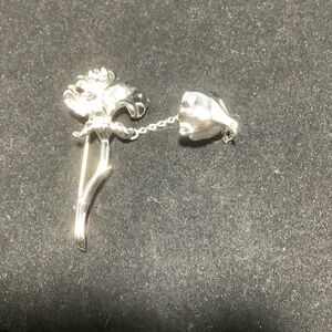 Elegant Silver Flower Brooch